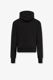 Entire Studios unisex black cropped cotton hoodie with sleek minimalist design and ribbed cuffs