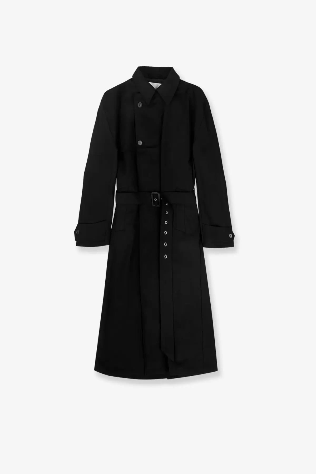 Entire Studios women’s classic cotton trench black with structured collar belted waist and buttoned cuffs