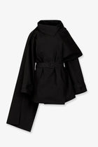 Entire Studios Women's Mini Scarf Cotton Coat Black