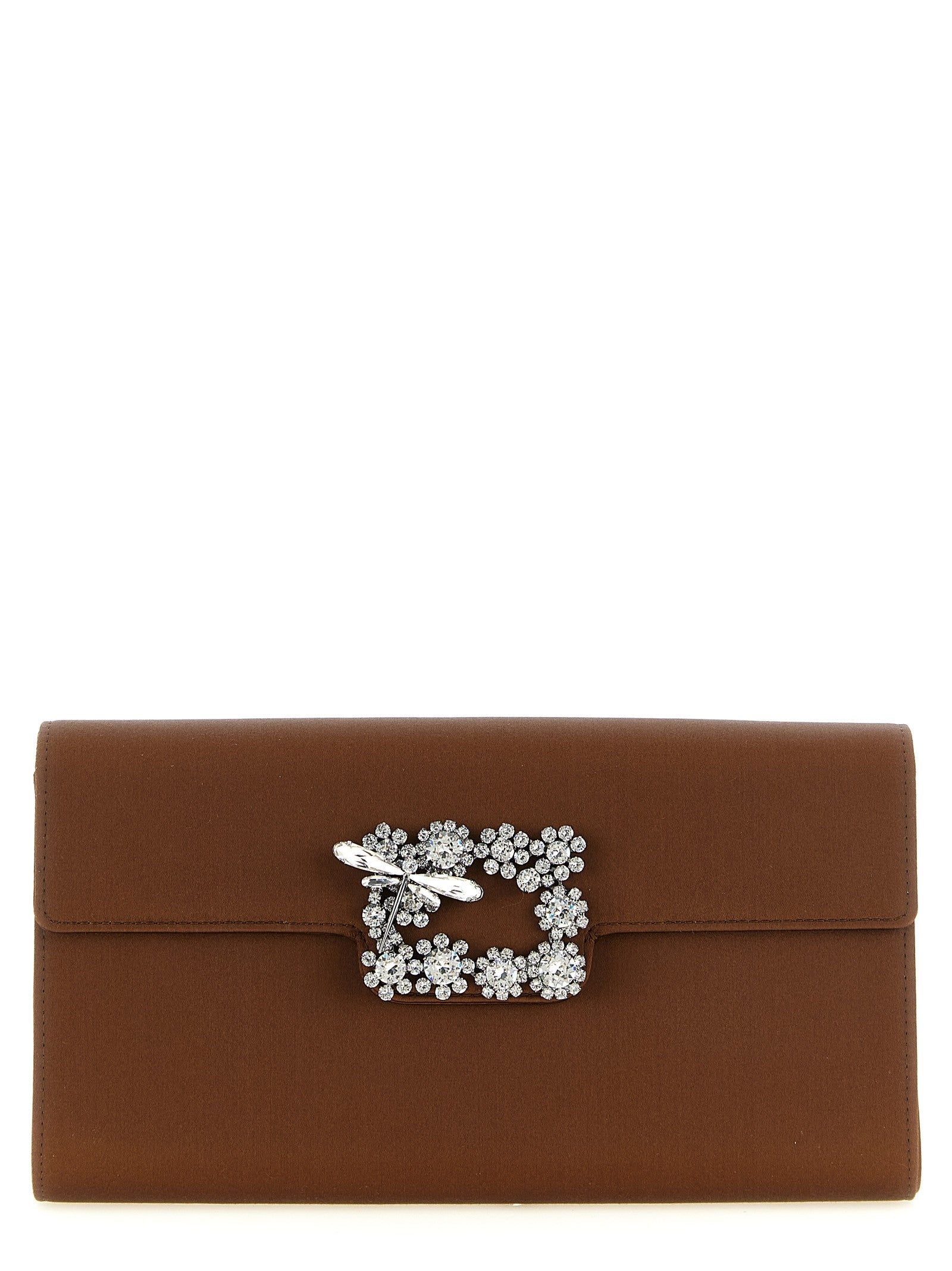 Roger Vivier Envelope Flap Dragonfly Flow Clutch Brown