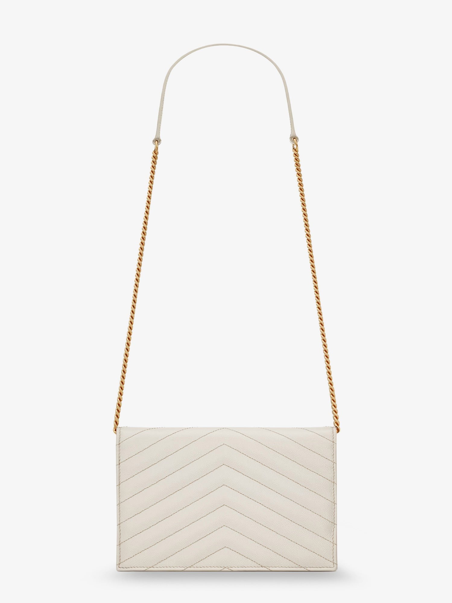 Saint Laurent Women's Envelope Leather Crossbody Bag White