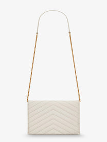 Saint Laurent Women's Envelope Leather Crossbody Bag White