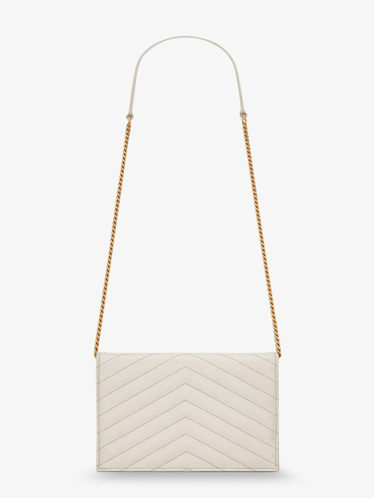 Saint Laurent Women's Envelope Leather Crossbody Bag White, view 2