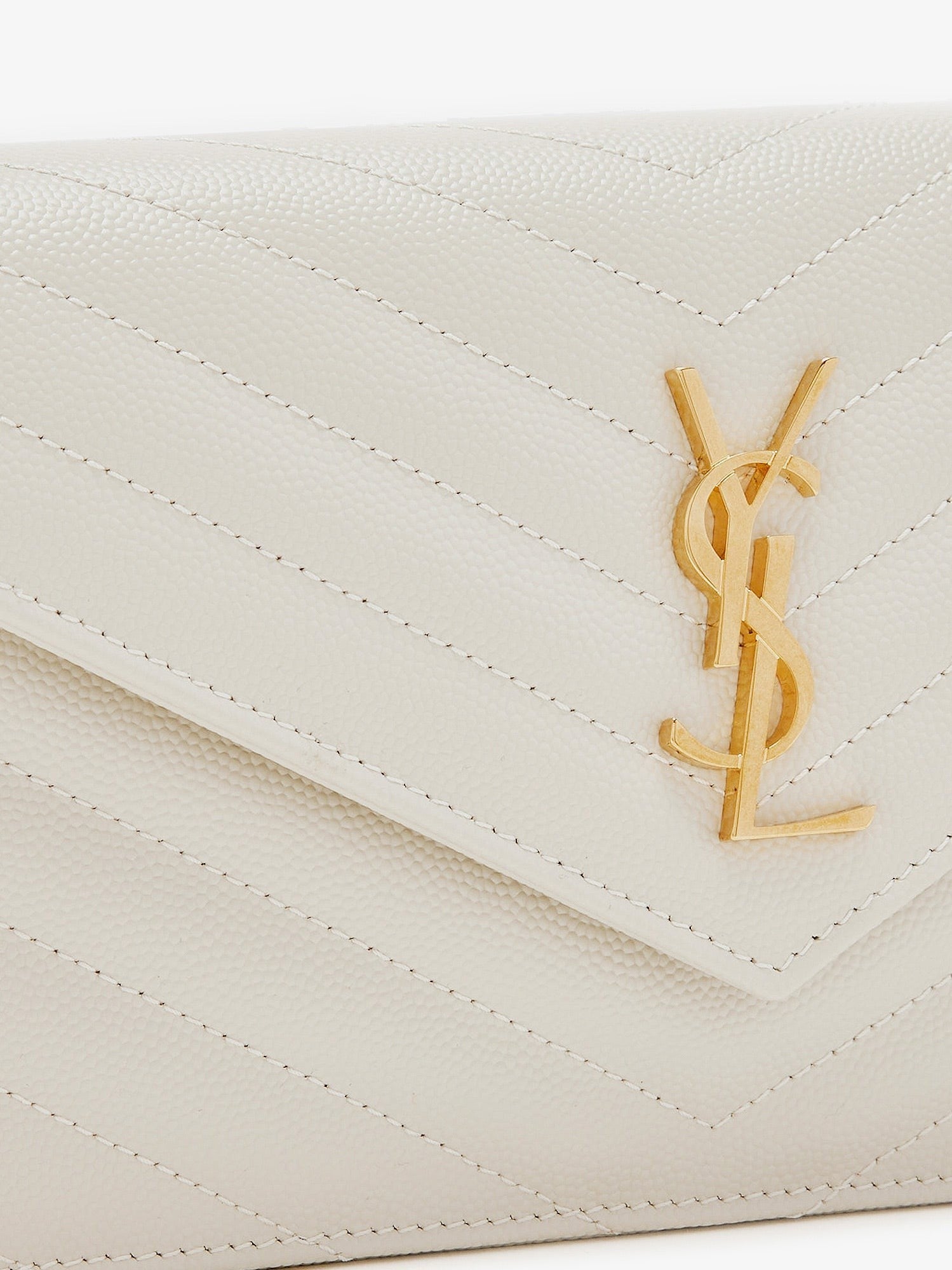 Saint Laurent Women's Envelope Leather Crossbody Bag White