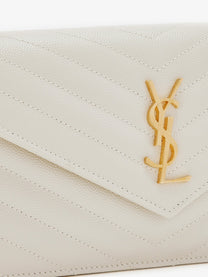Saint Laurent Women's Envelope Leather Crossbody Bag White