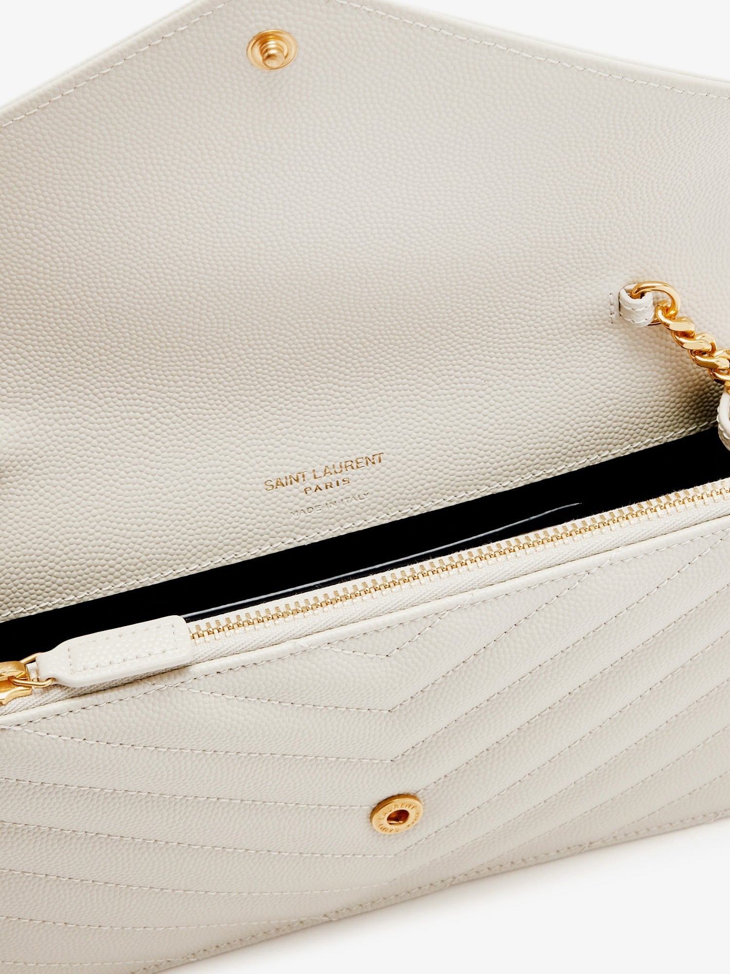 Saint Laurent Women's Envelope Leather Crossbody Bag White
