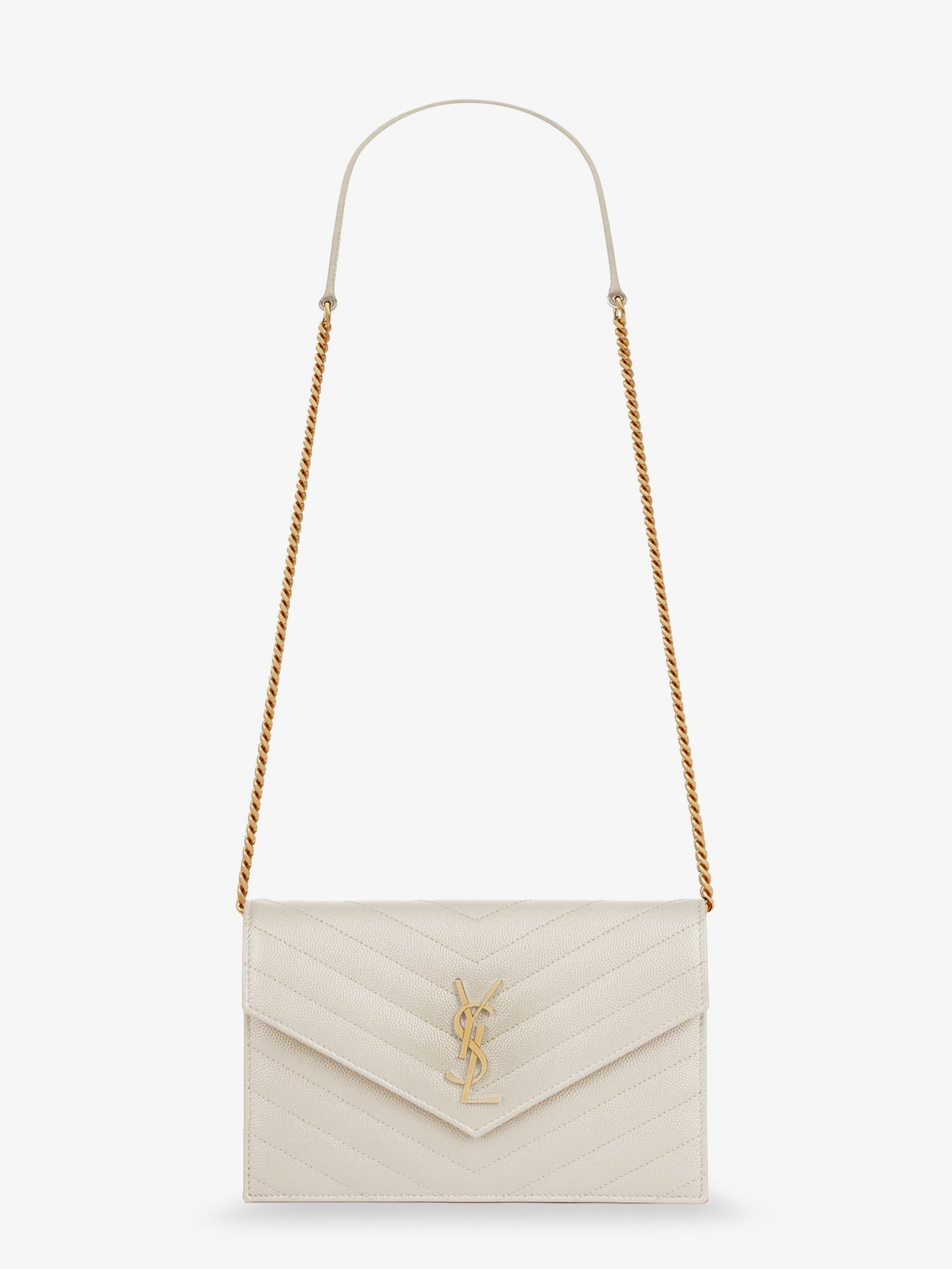 Saint Laurent Women's Envelope Leather Crossbody Bag White
