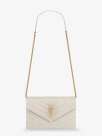 Saint Laurent Women's Envelope Leather Crossbody Bag White