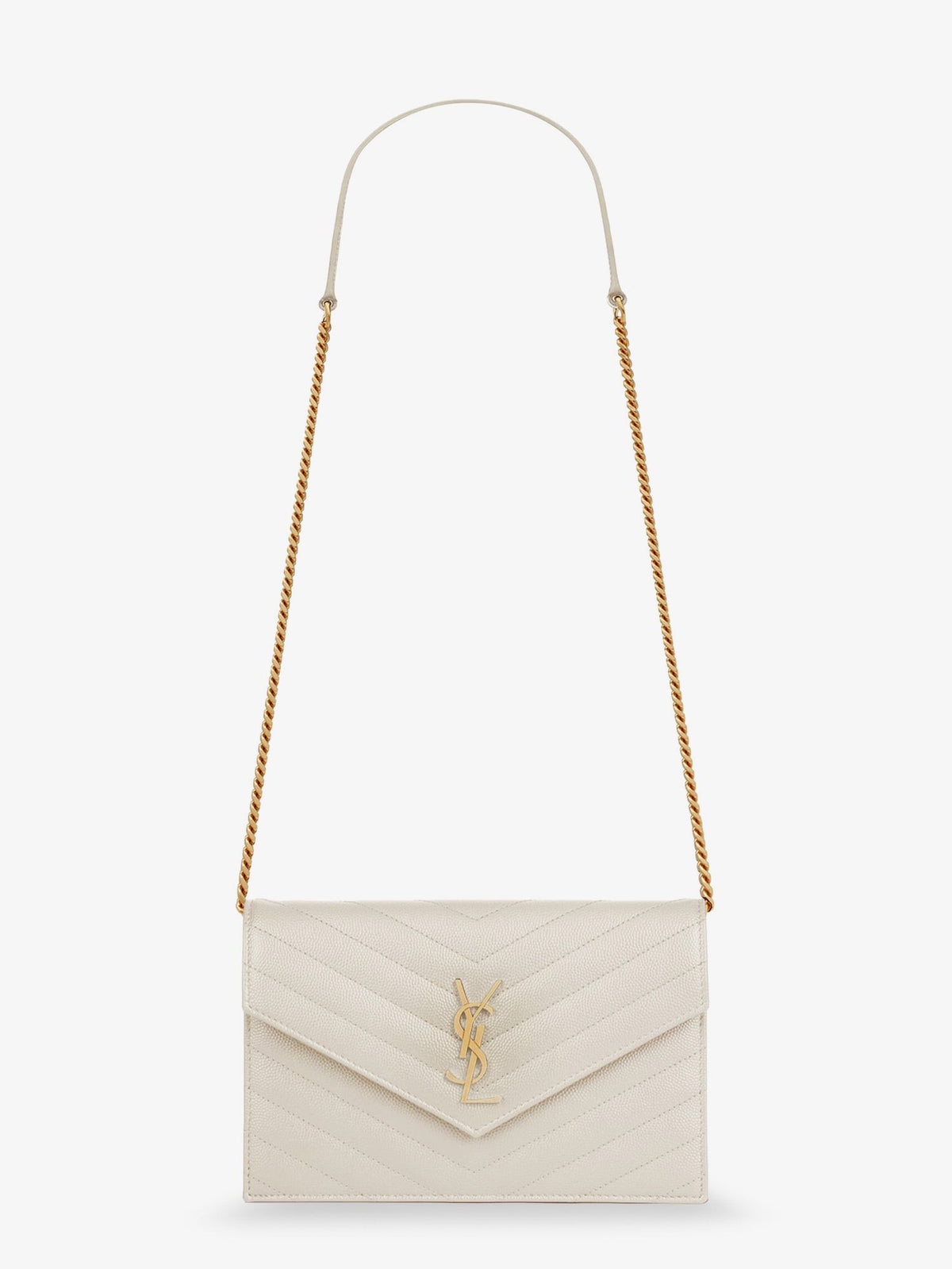 Saint Laurent Women's Envelope Leather Crossbody Bag White