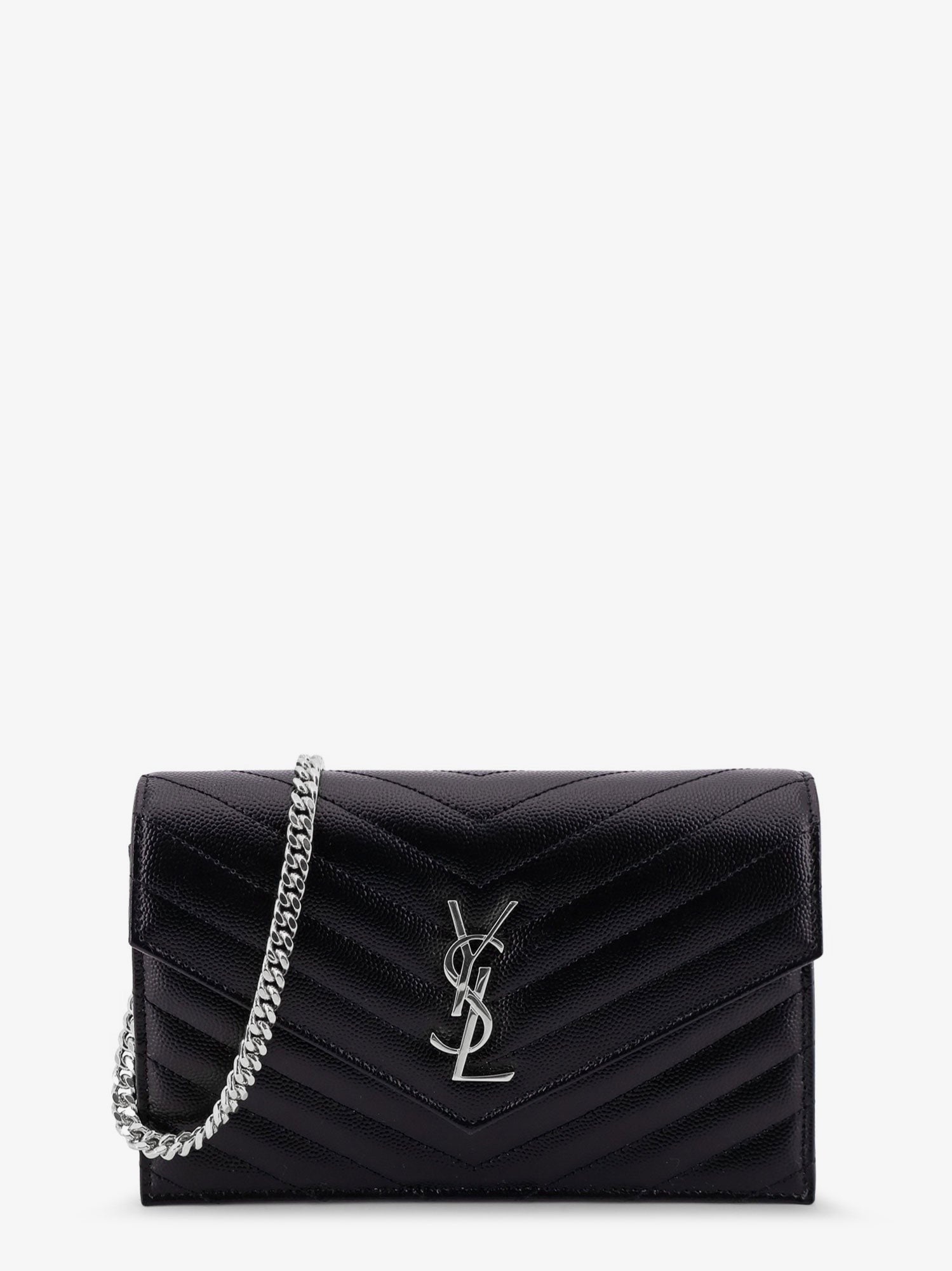 Saint Laurent Women's Envelope Leather Wallet Crossbody Bag Black