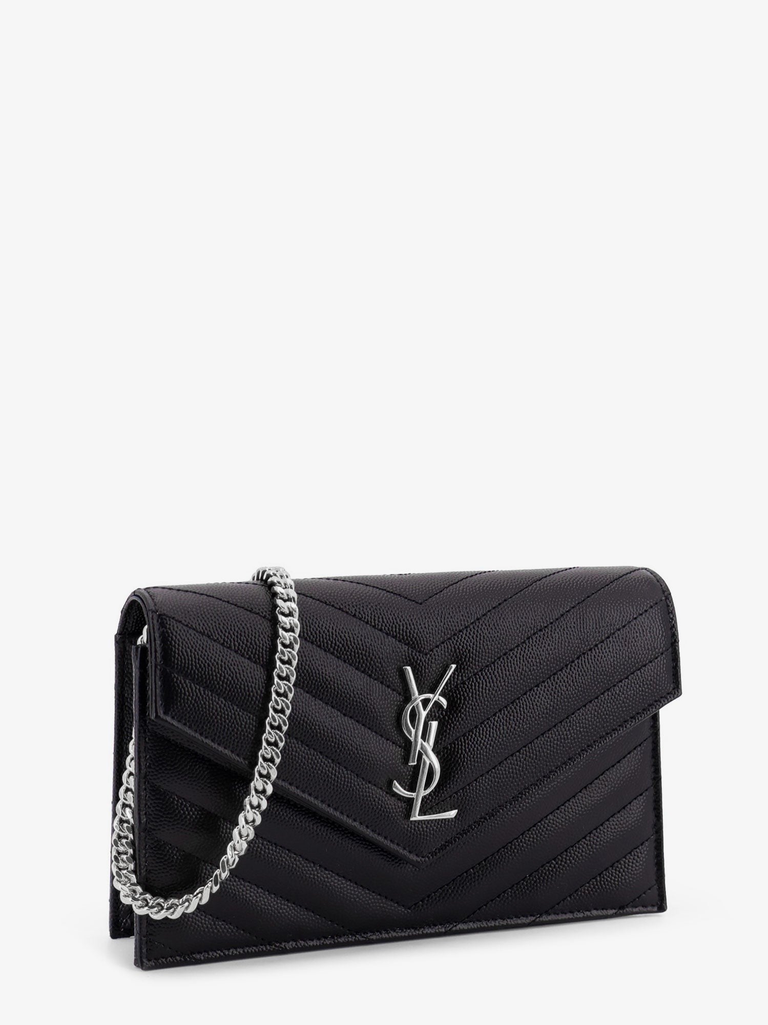 Saint Laurent Women's Envelope Leather Wallet Crossbody Bag Black