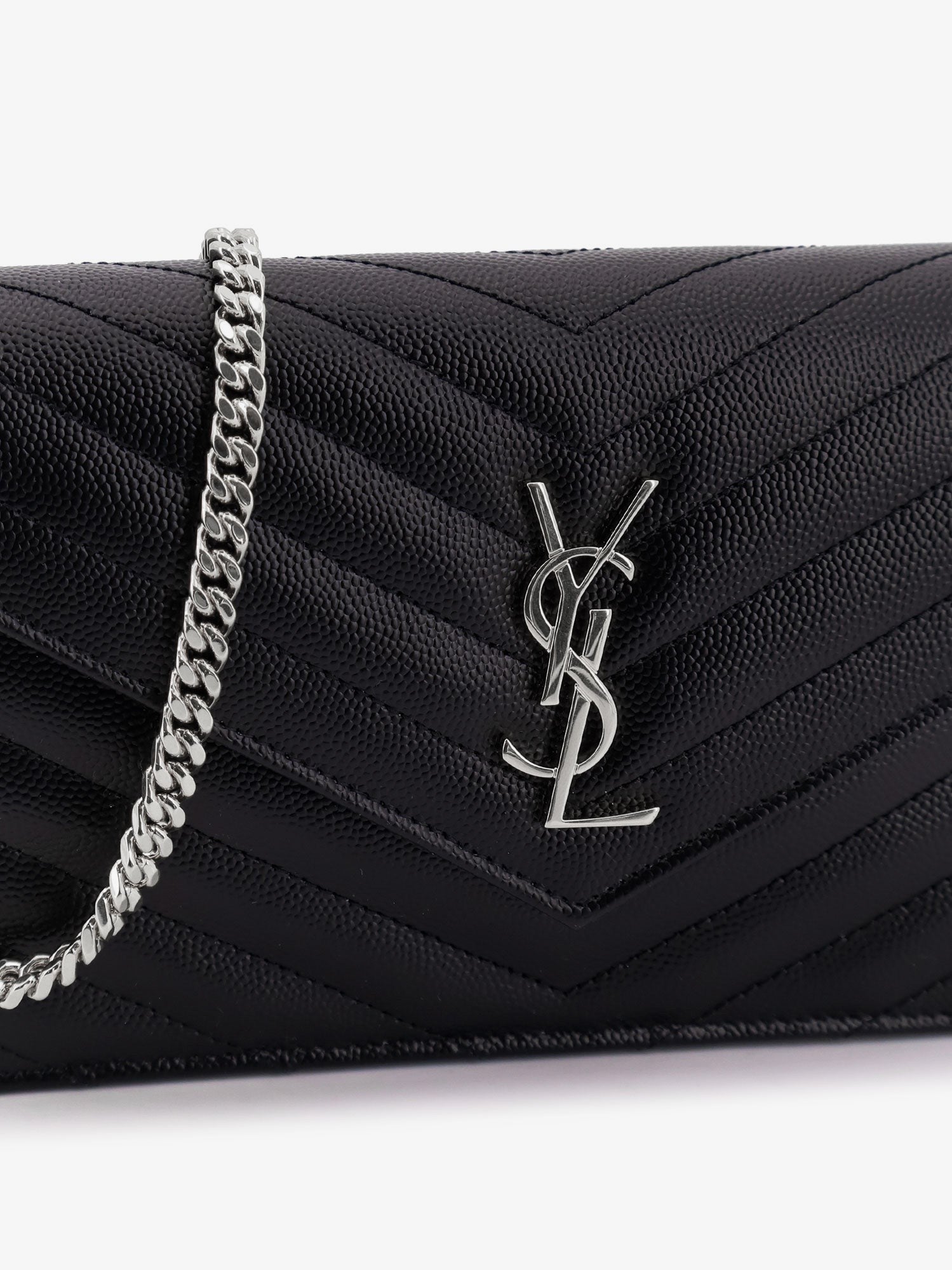 Saint Laurent Women's Envelope Leather Wallet Crossbody Bag Black