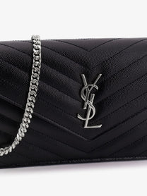 Saint Laurent Women's Envelope Leather Wallet Crossbody Bag Black