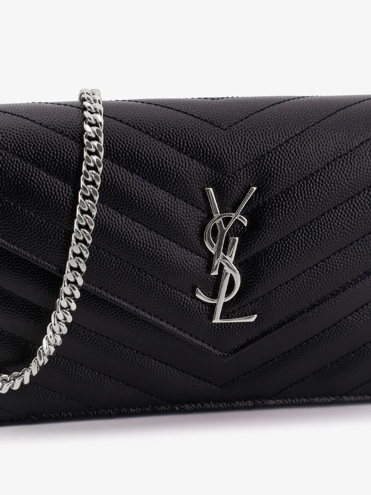 Saint Laurent Women's Envelope Leather Wallet Crossbody Bag Black, view 4
