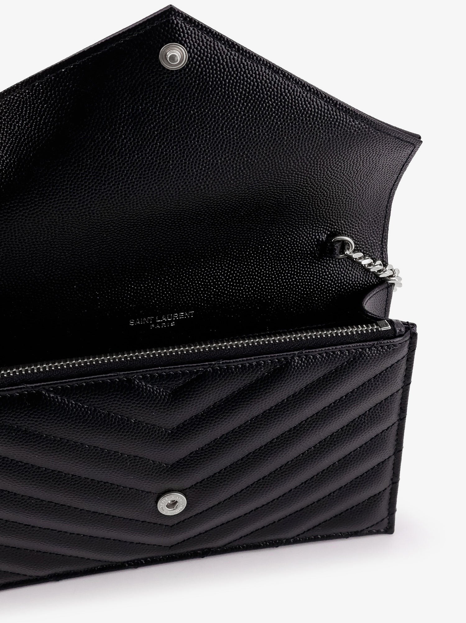 Saint Laurent Women's Envelope Leather Wallet Crossbody Bag Black