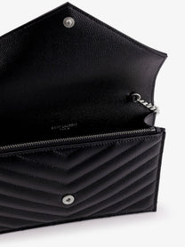 Saint Laurent Women's Envelope Leather Wallet Crossbody Bag Black