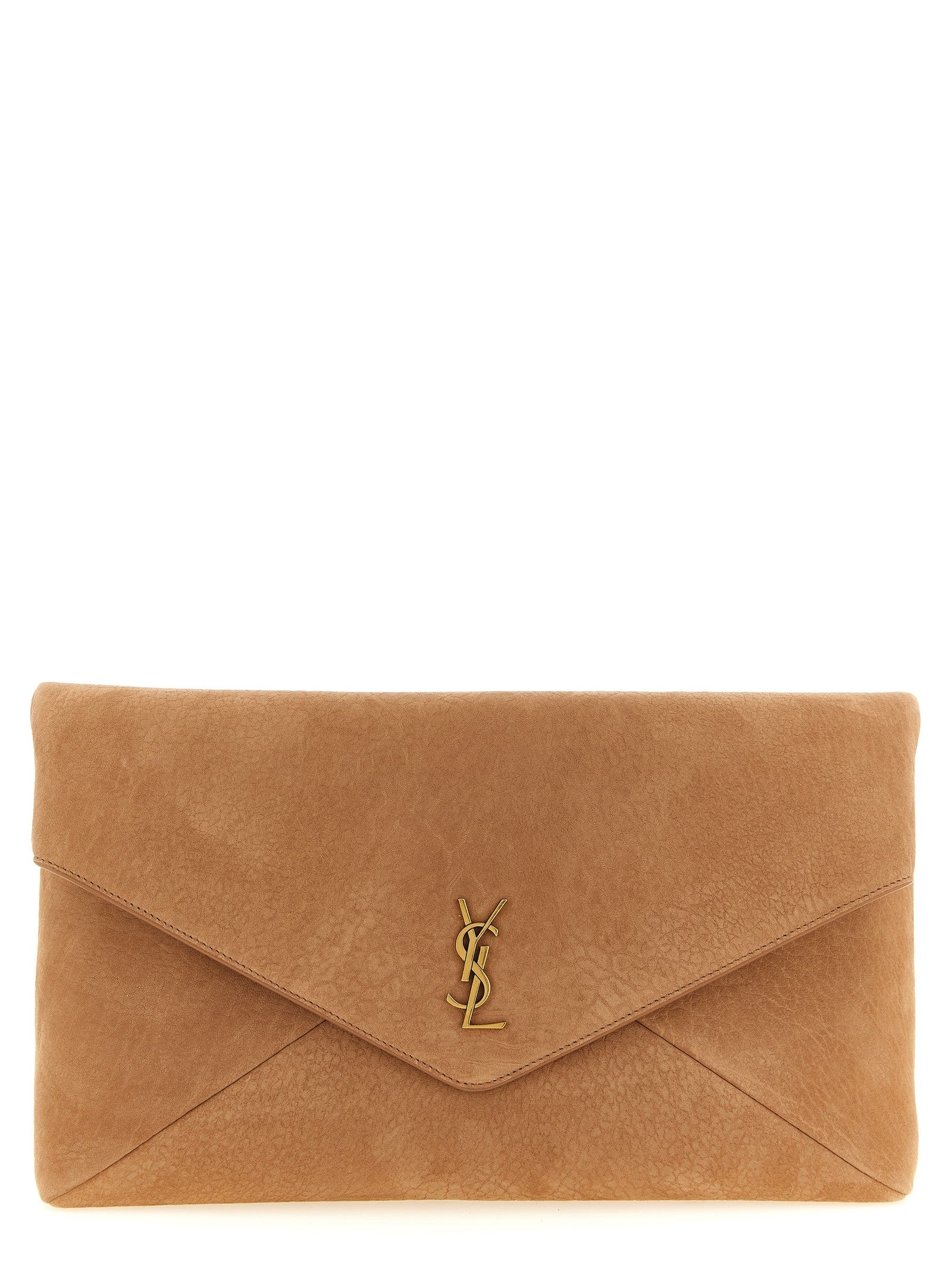 Saint Laurent Envelope Maxi Clutch Brown