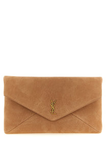 Saint Laurent Envelope Maxi Clutch Brown