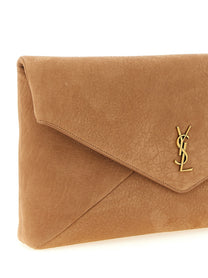 Saint Laurent Envelope Maxi Clutch Brown
