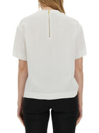 Moschino Women's Enver Satin Blouse Still Life White, view 3