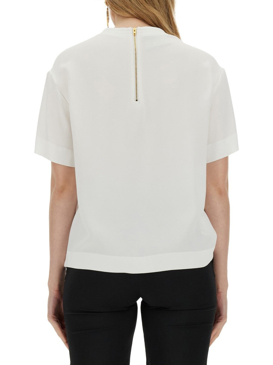 Moschino Women's Enver Satin Blouse Still Life White