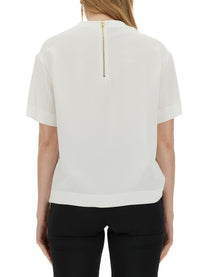 Moschino Women's Enver Satin Blouse Still Life White