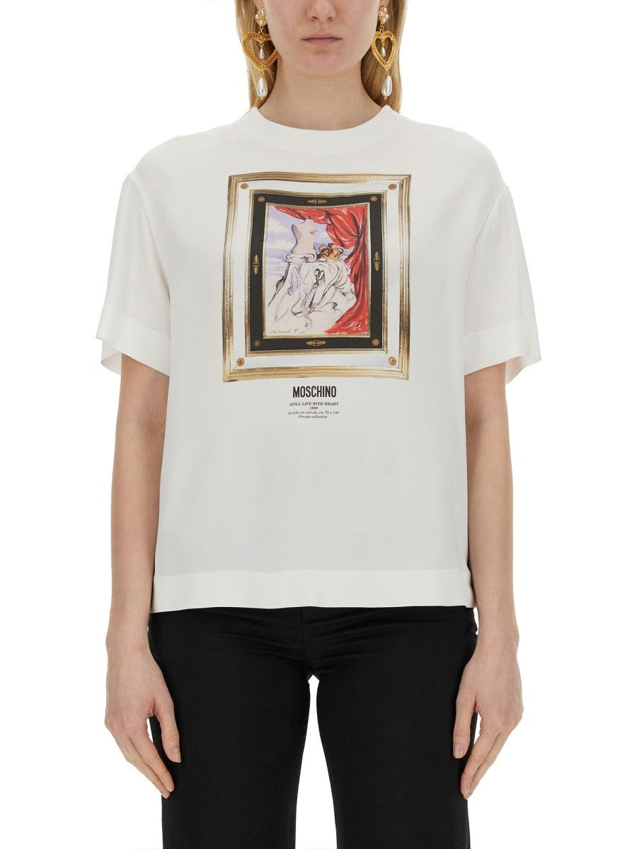 Moschino Women's Enver Satin Blouse Still Life White