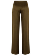 Max Mara Studio Women's Envers Satin Tailored Pants Green, view 3