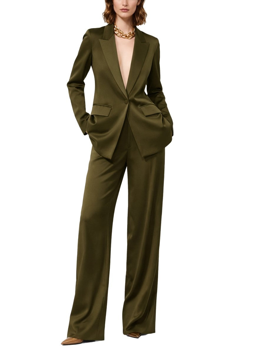 Max Mara Women's Envers Satin Tailored Pants Green