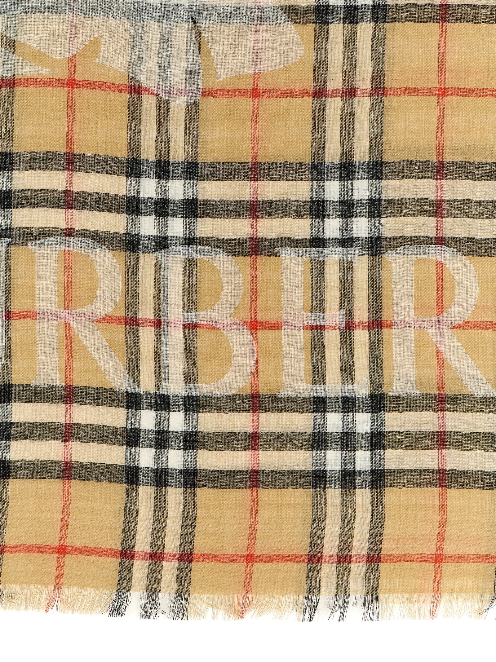 Burberry Equestrian Knight Design Scarf Beige