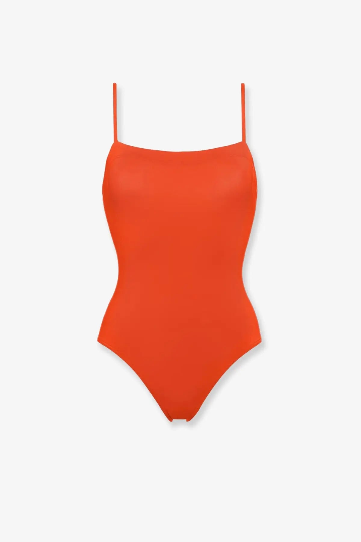 Eres women’s aquarelle lycra one piece swimsuit red vibrant orange with thin spaghetti straps sleek fit