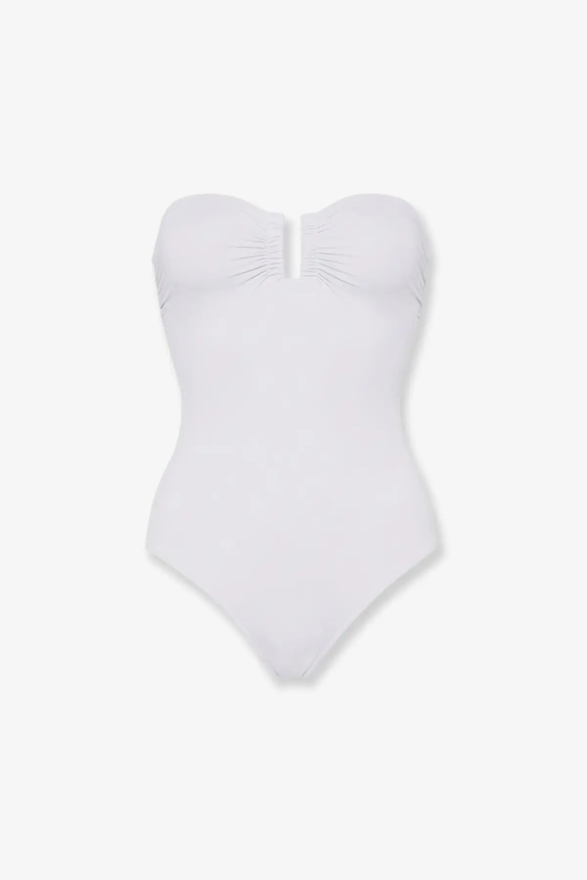 Eres women’s cassiopee white strapless lycra one-piece swimsuit with ruched bust and center-front zipper