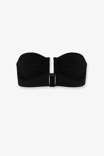 Eres women’s black lycra strapless bandeau bikini top with ruched detailing and central buckle closure