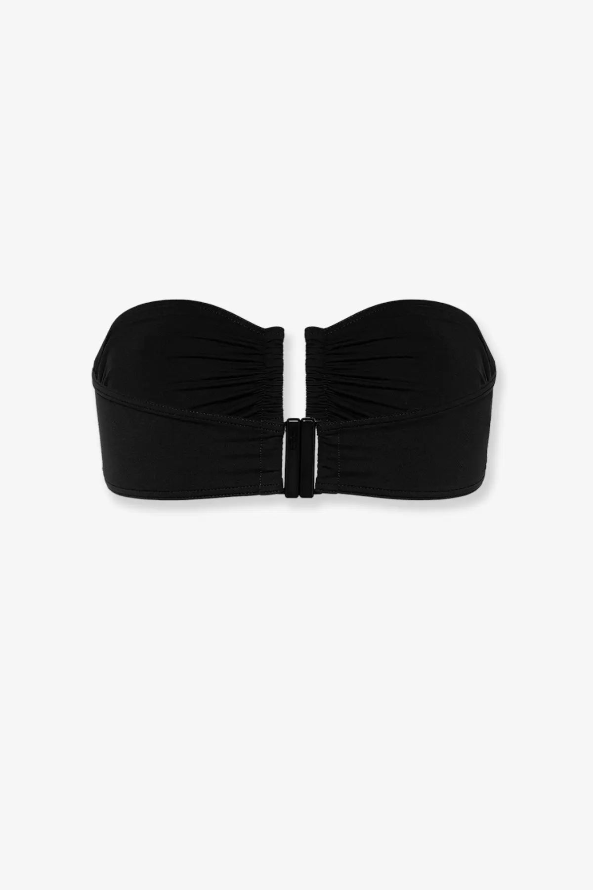 Eres women’s black lycra strapless bandeau bikini top with ruched detailing and central clasp closure