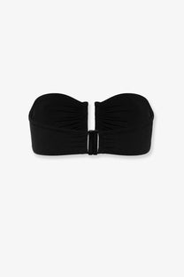 Eres women’s black lycra strapless bandeau bikini top with ruched detailing and central clasp closure