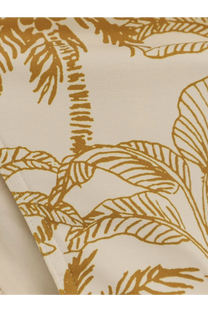 Eres women’s nylon bikini bottom gold with cream fabric and golden tropical palm tree and leaf pattern