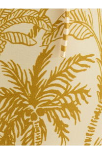 Eres women’s one piece swimsuit in cream fabric with bold golden yellow tropical palm tree pattern