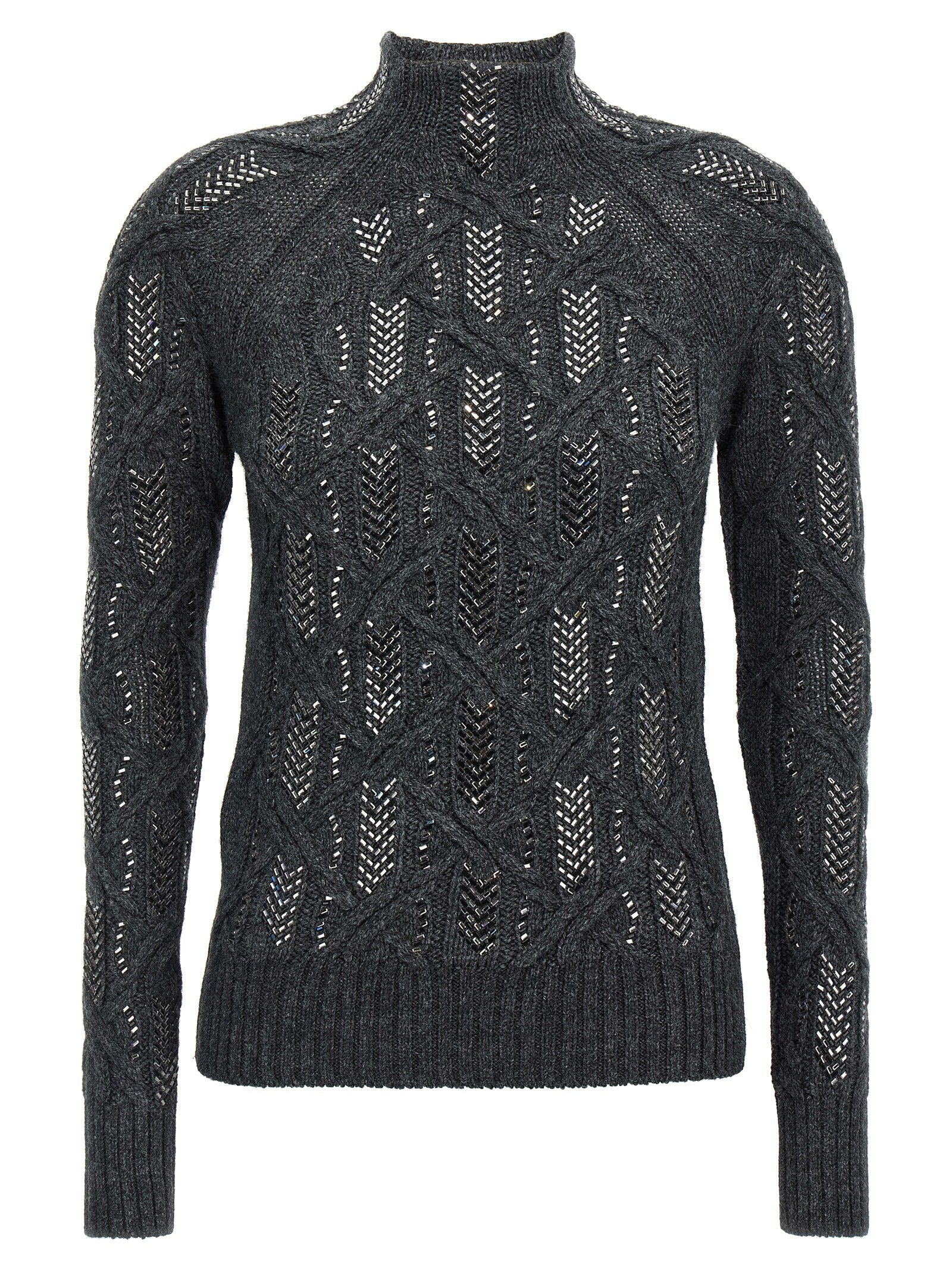 ERMANNO SCERVINO - ERMANNO SCERVINO - Crystal braid sweater - Women’s Knitwear
