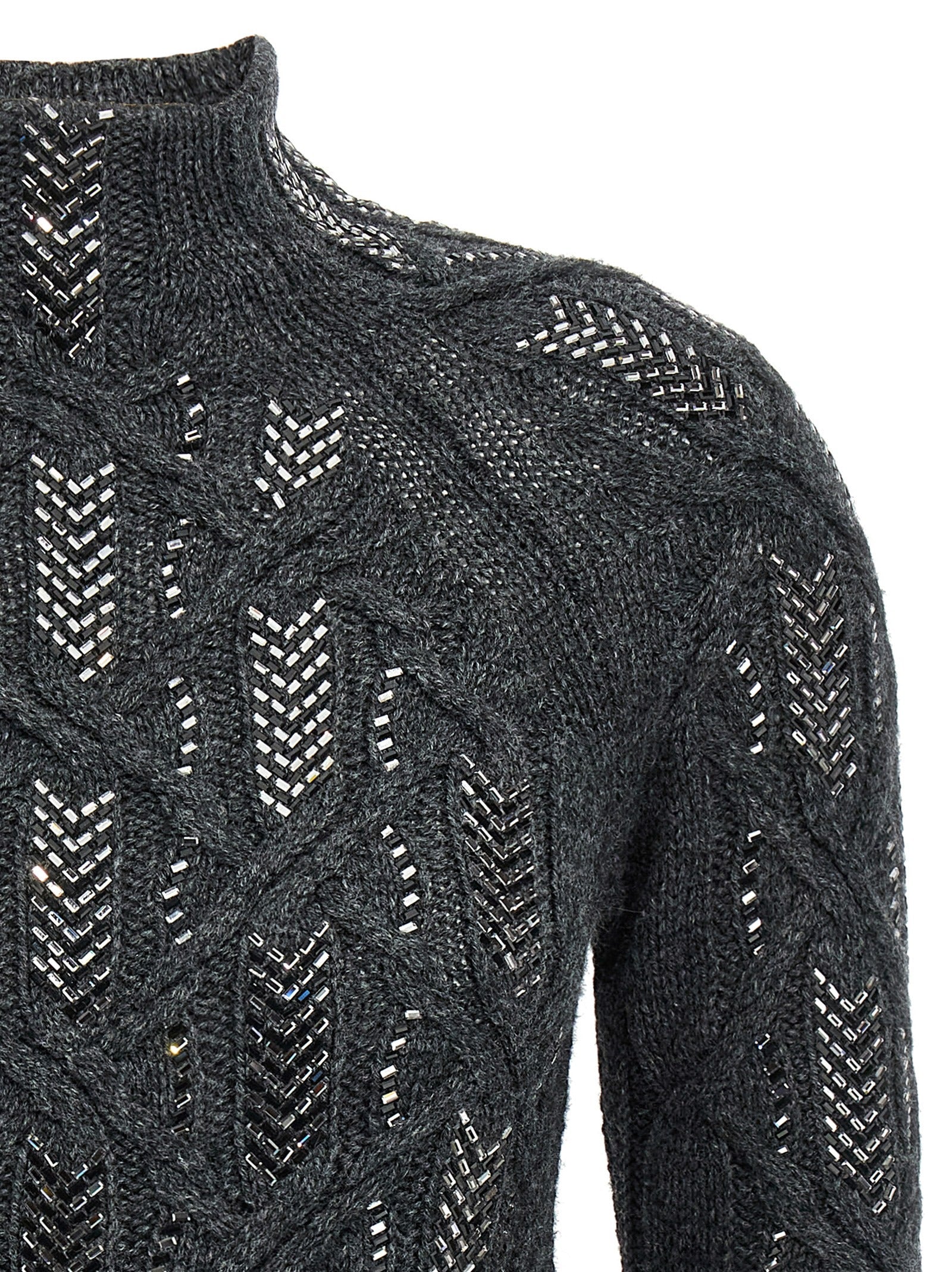 ERMANNO SCERVINO - ERMANNO SCERVINO - Crystal braid sweater - Women’s Knitwear