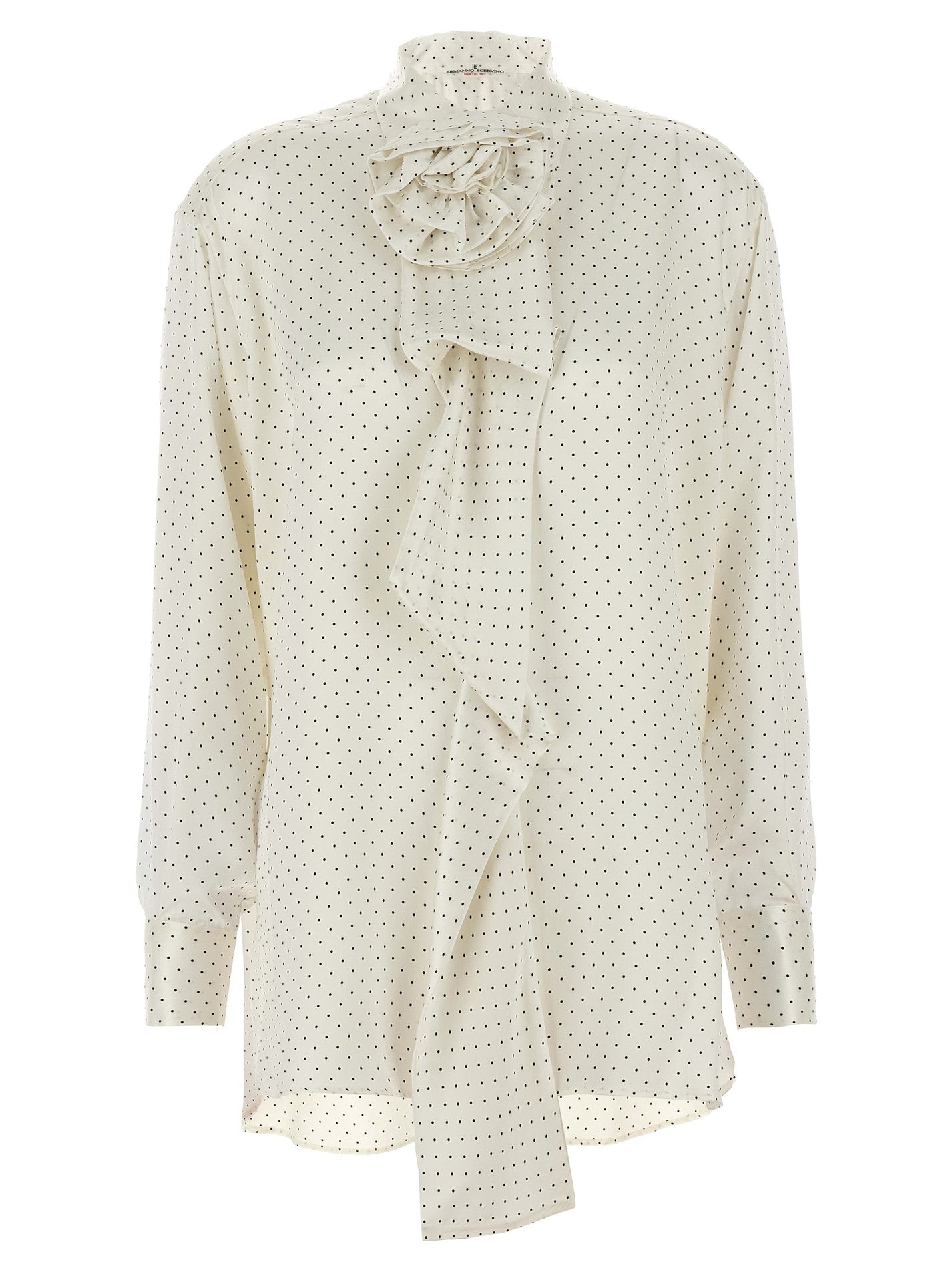 ERMANNO SCERVINO - ERMANNO SCERVINO - Polka dot shirt flower brooch - Women’s Tops