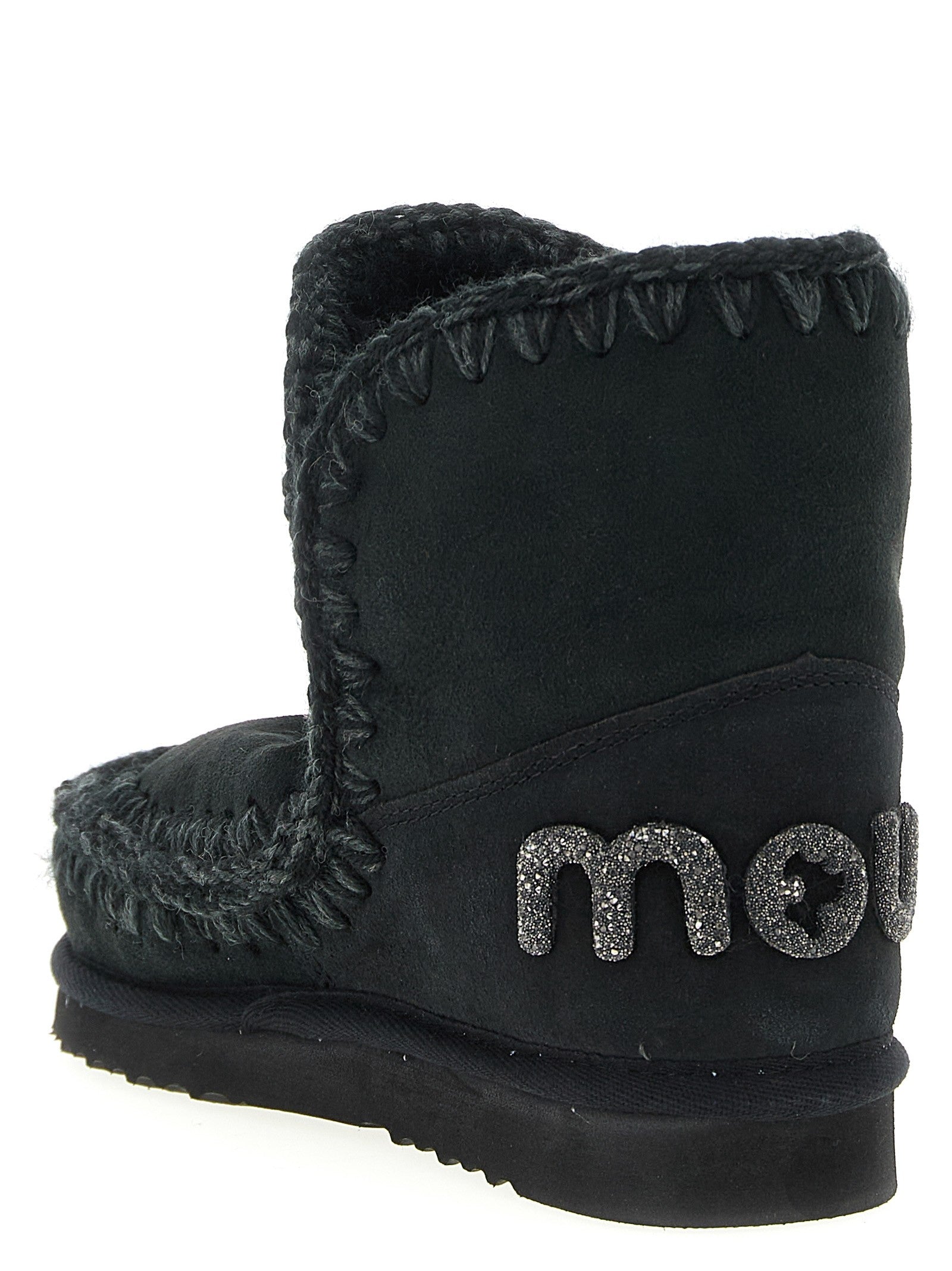 Mou Eskimo Glitter Ankle Boots Black