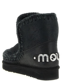 Mou Eskimo Rhinestone Ankle Boots Black