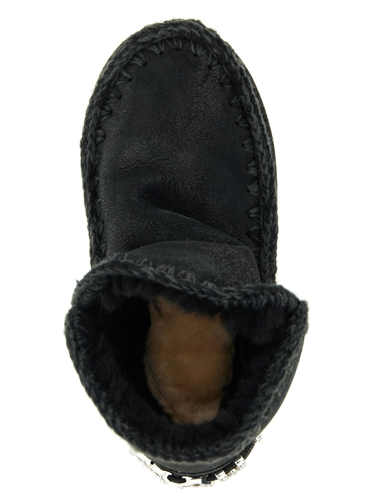 Mou Eskimo Rhinestone Ankle Boots Black
