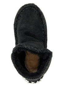 Mou Eskimo Rhinestone Ankle Boots Black