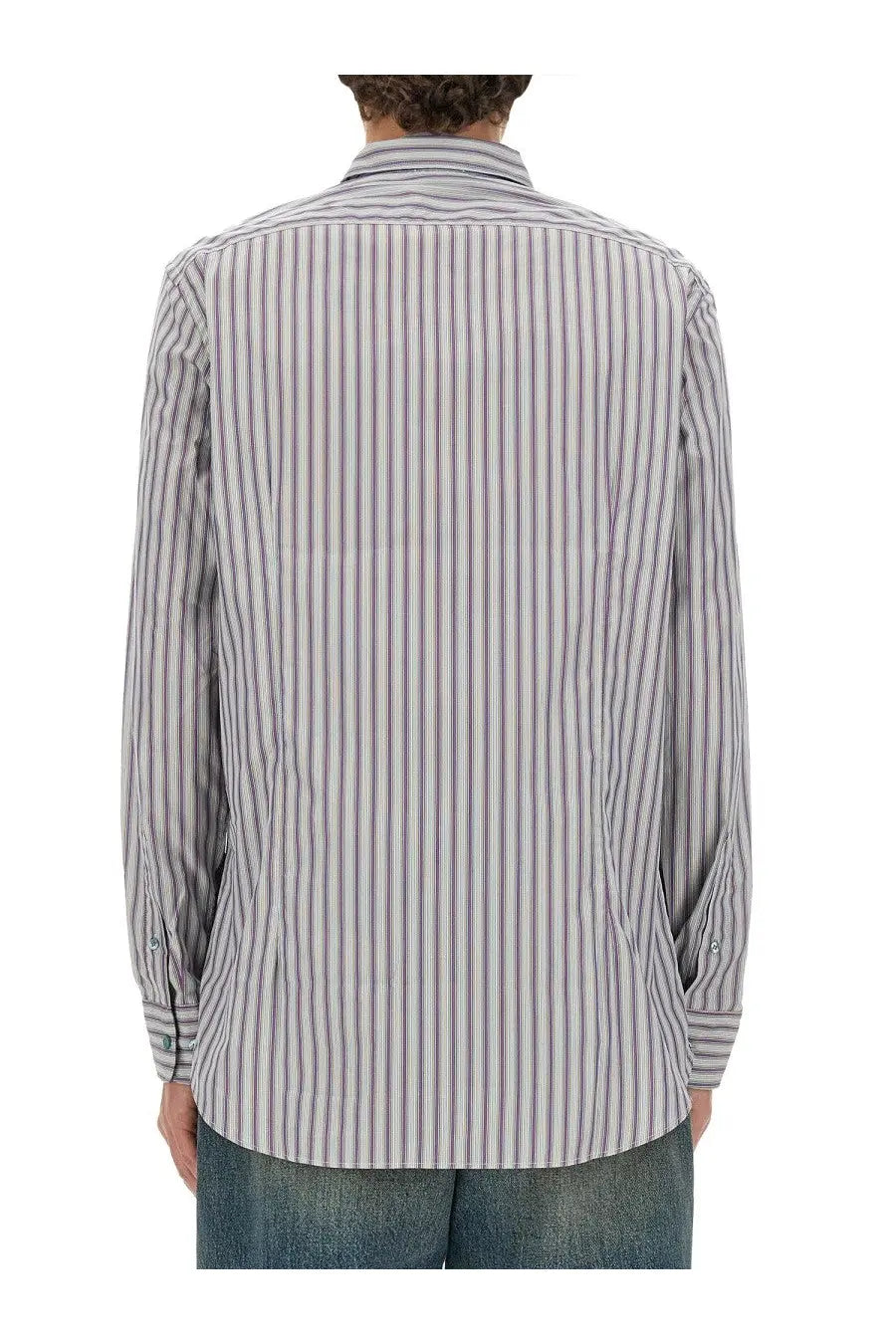 ETRO Men’s Pegasus multicolor shirt with gray, white, blue stripes