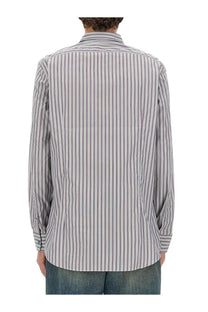 ETRO Men’s Pegasus multicolor shirt with gray, white, blue stripes