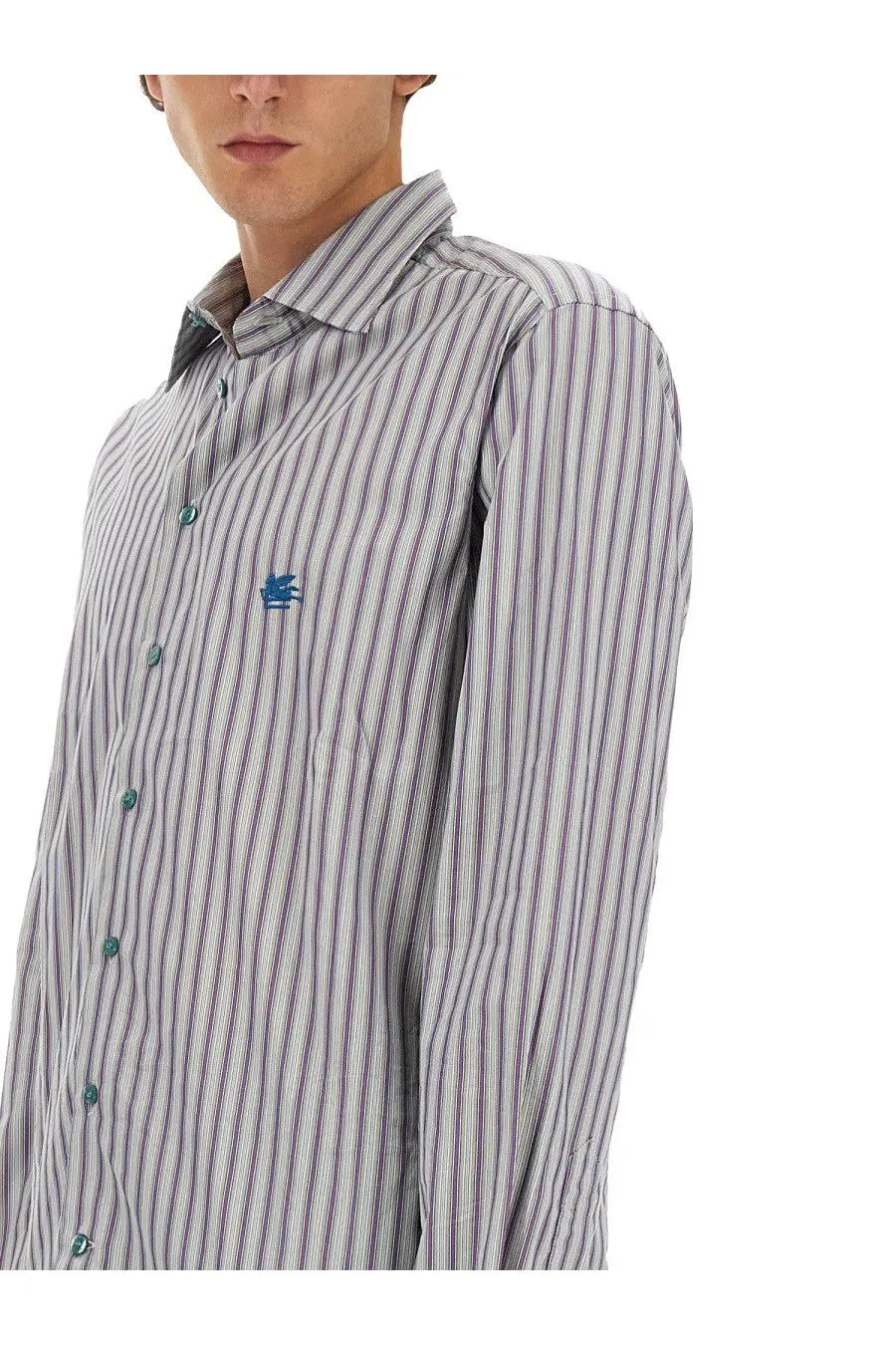 ETRO Men’s Pegasus multicolor striped long-sleeve button-down shirt