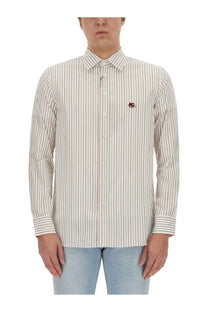 ETRO Mens Pegasus white striped button-down shirt