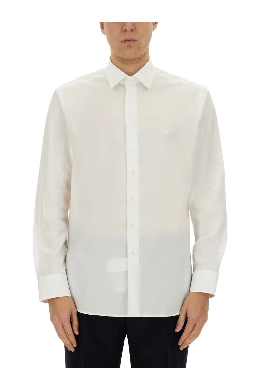 Etro Mens Pegasus white long-sleeved button-down shirt