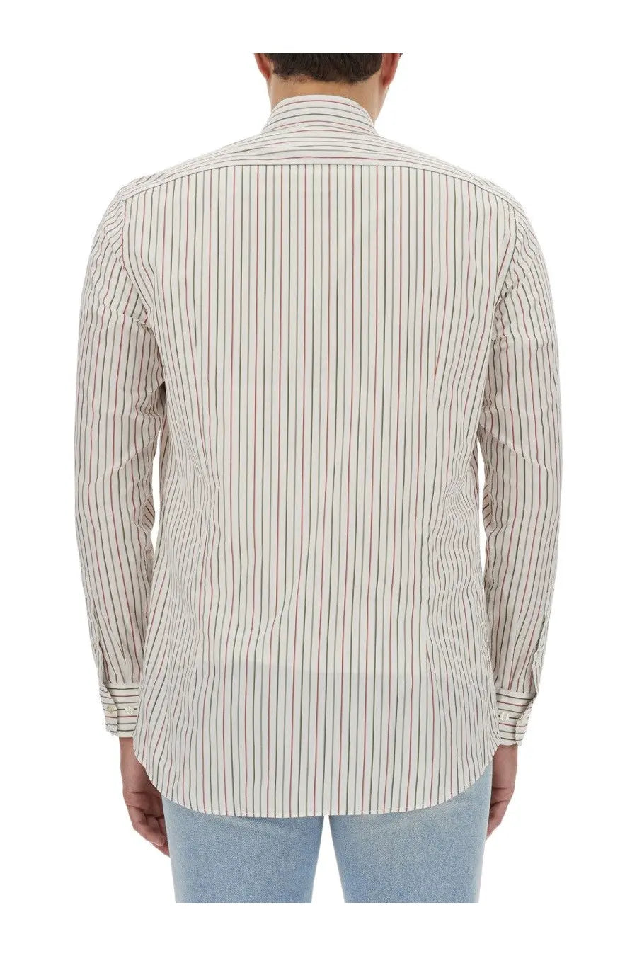 ETRO Men’s Pegasus white long-sleeve striped cotton button-down shirt
